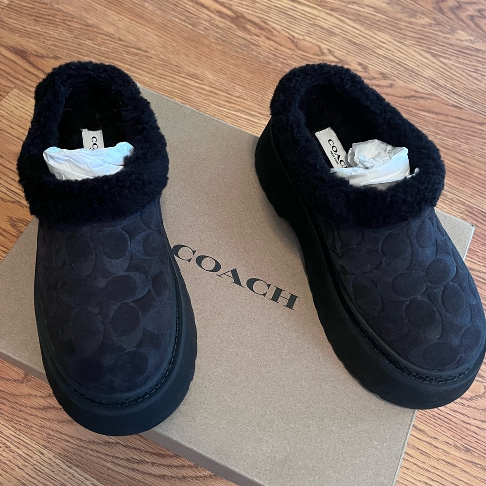 Black COACH Cecelia clogs